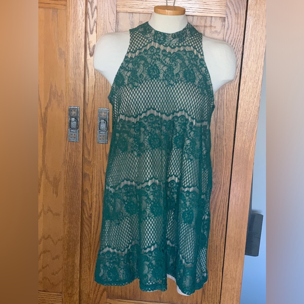 Jade green halter neck dress